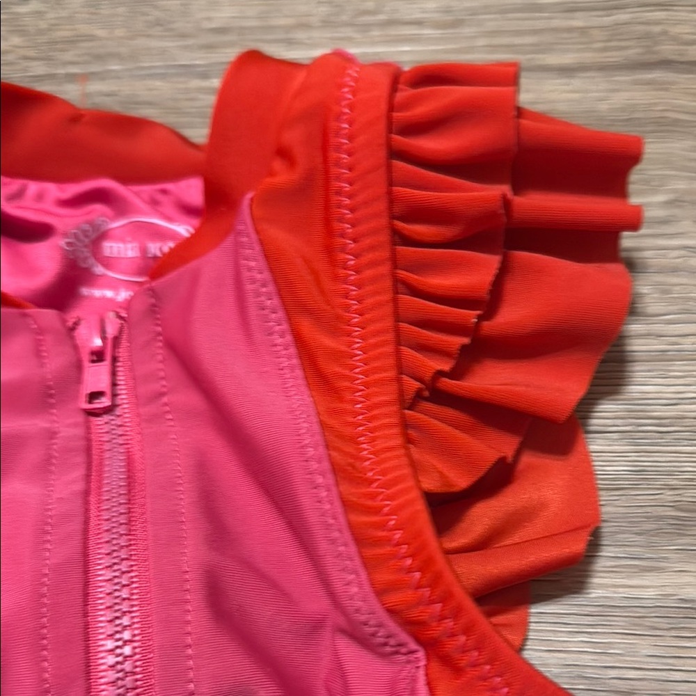 Mia Joy Kids Zipper Swim One Piece - Red and Pink Ruffle Details - Picture 4 of 9